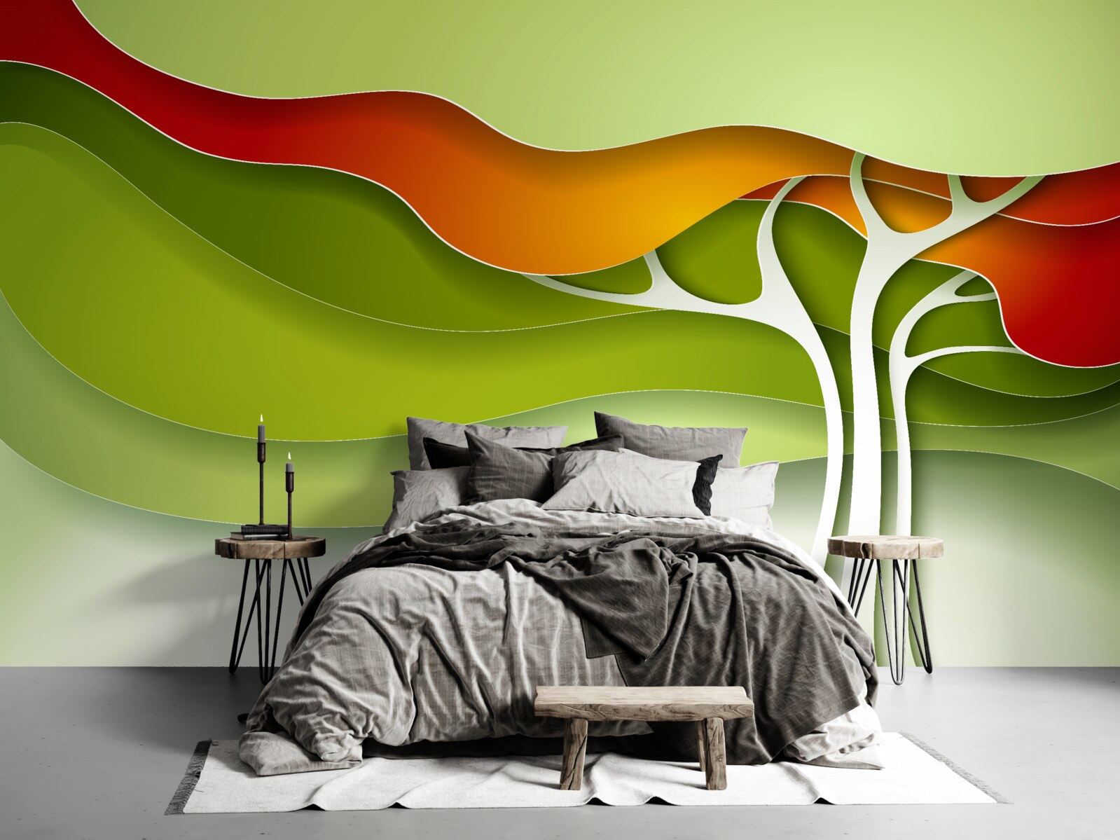 Фотошпалери верхівка дерева пофарбована в яскраві осінні тони