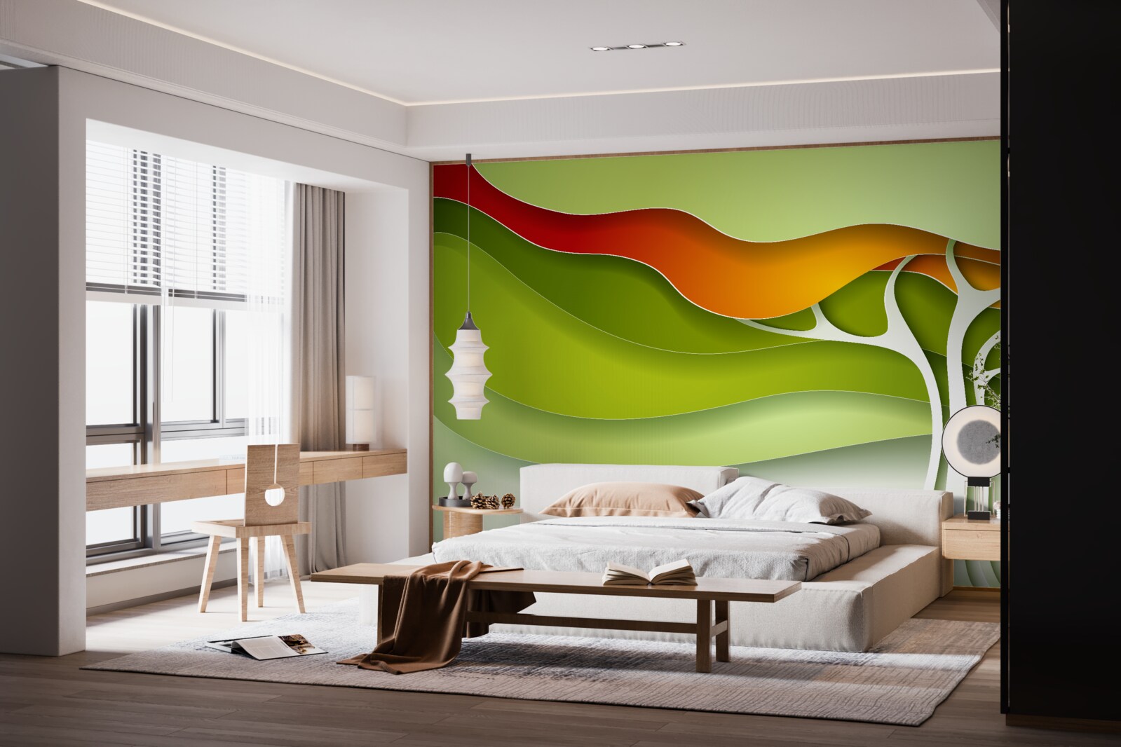 Фотошпалери верхівка дерева пофарбована в яскраві осінні тони