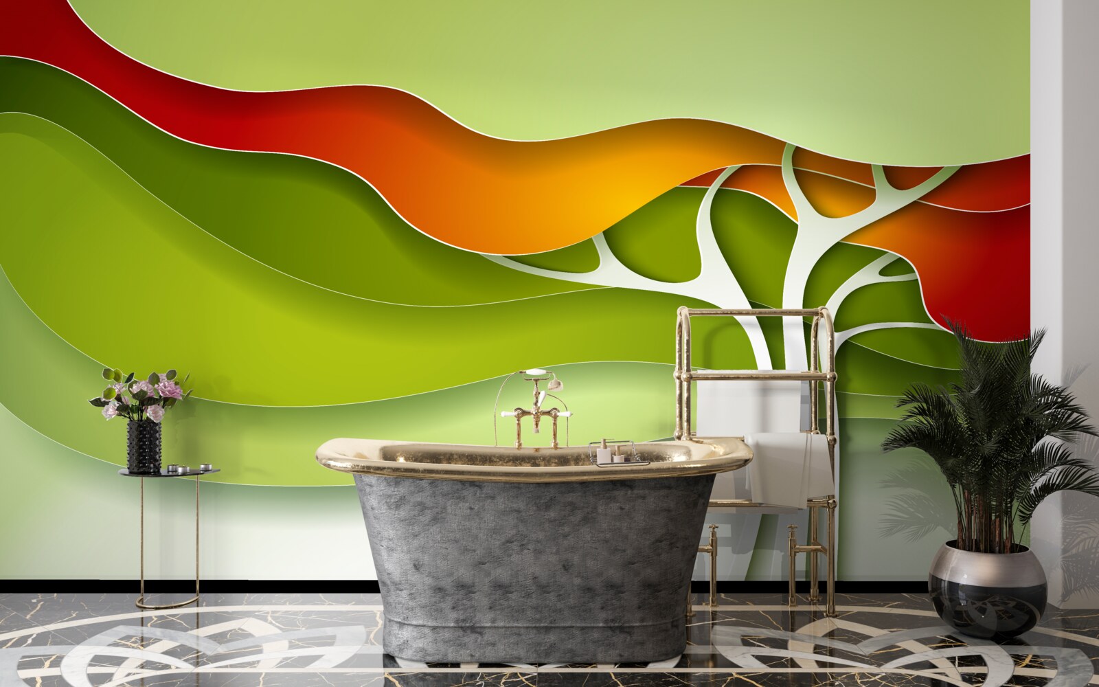 Фотошпалери верхівка дерева пофарбована в яскраві осінні тони