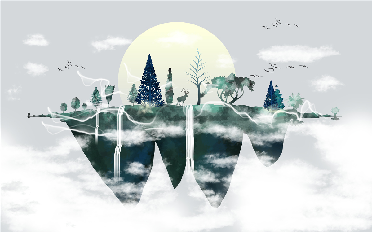 Фотошпалери відображення у воді показує пишну зелень лісу