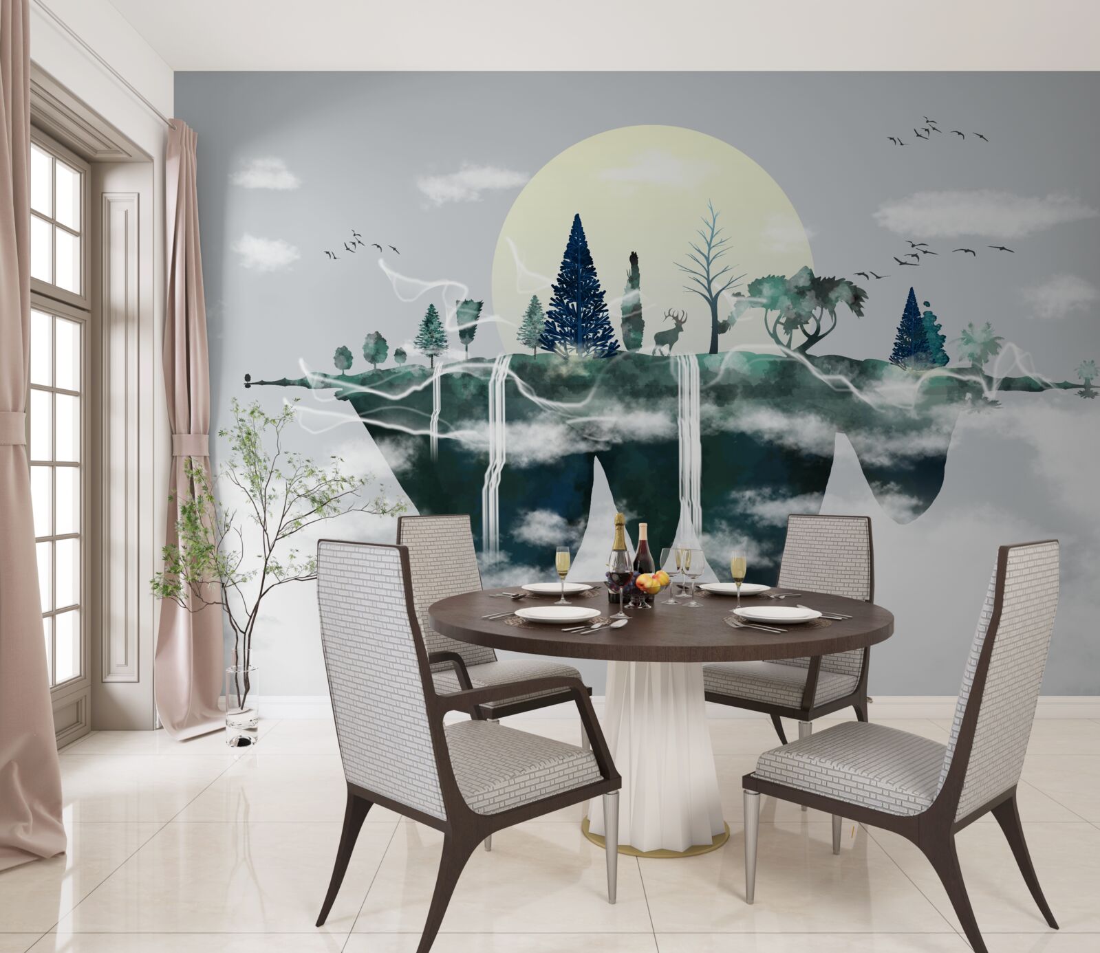 Фотошпалери відображення у воді показує пишну зелень лісу