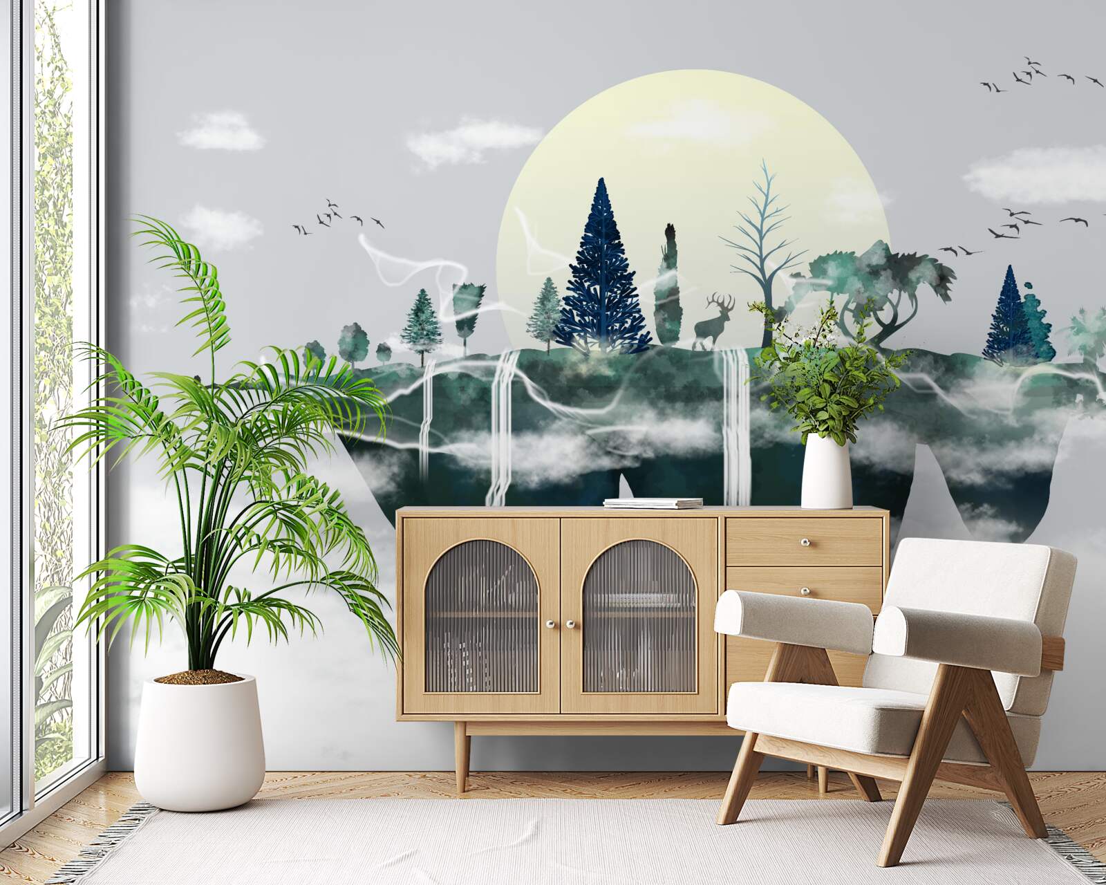 Фотошпалери відображення у воді показує пишну зелень лісу