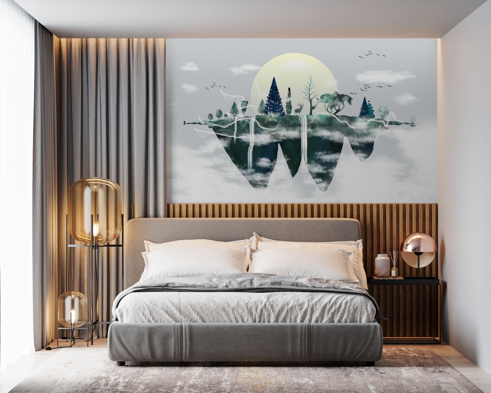 Фотошпалери відображення у воді показує пишну зелень лісу