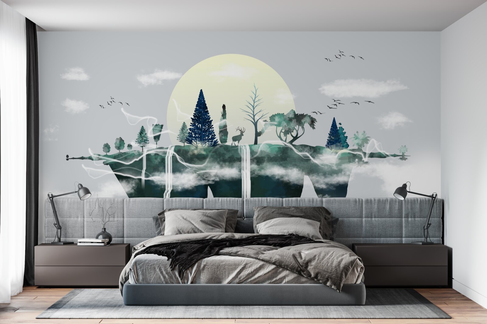 Фотошпалери відображення у воді показує пишну зелень лісу