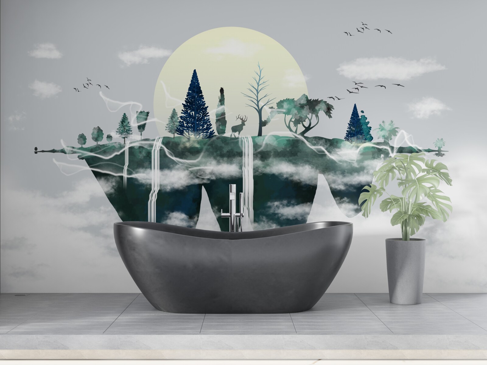 Фотошпалери відображення у воді показує пишну зелень лісу