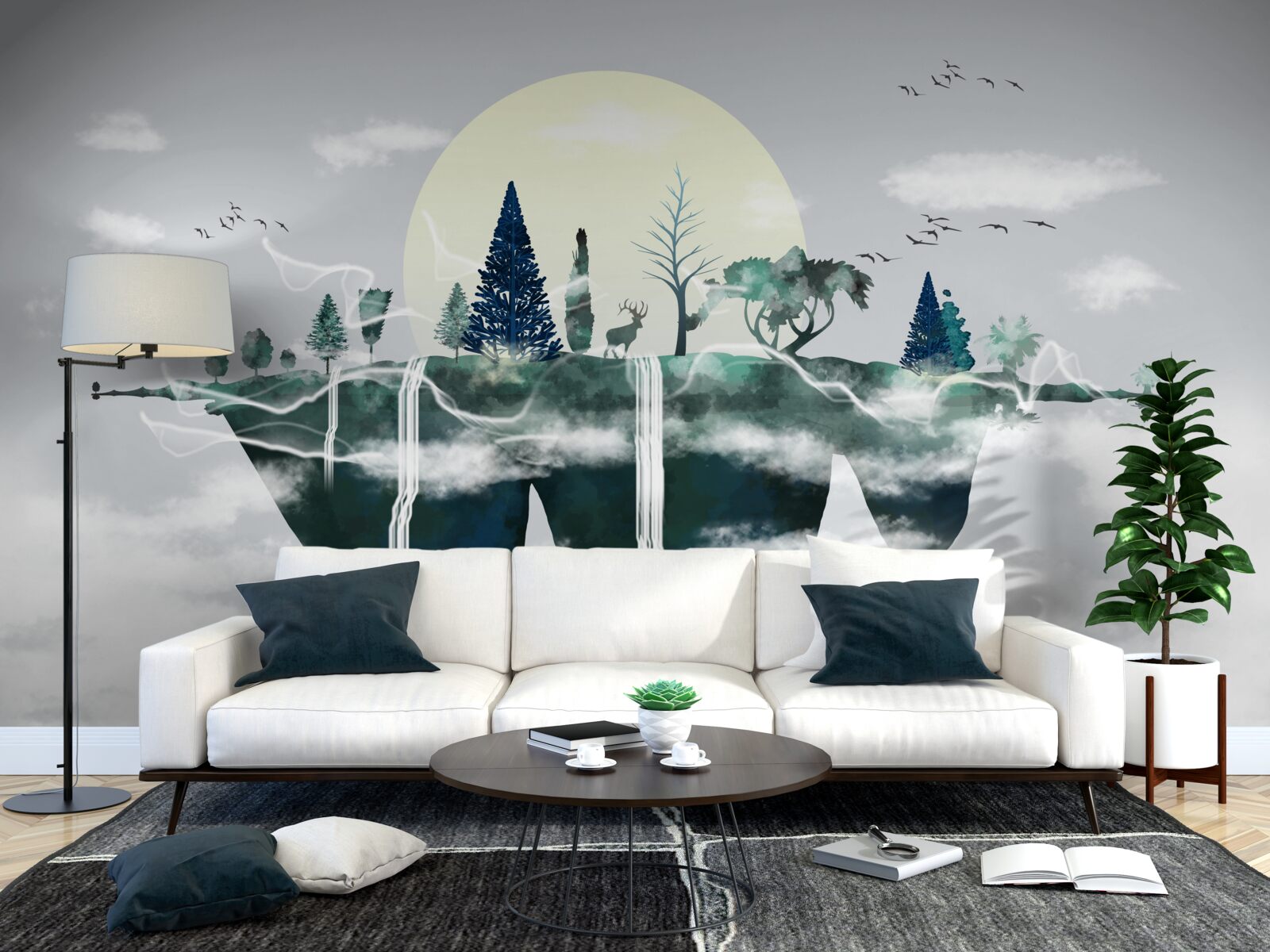 Фотошпалери відображення у воді показує пишну зелень лісу