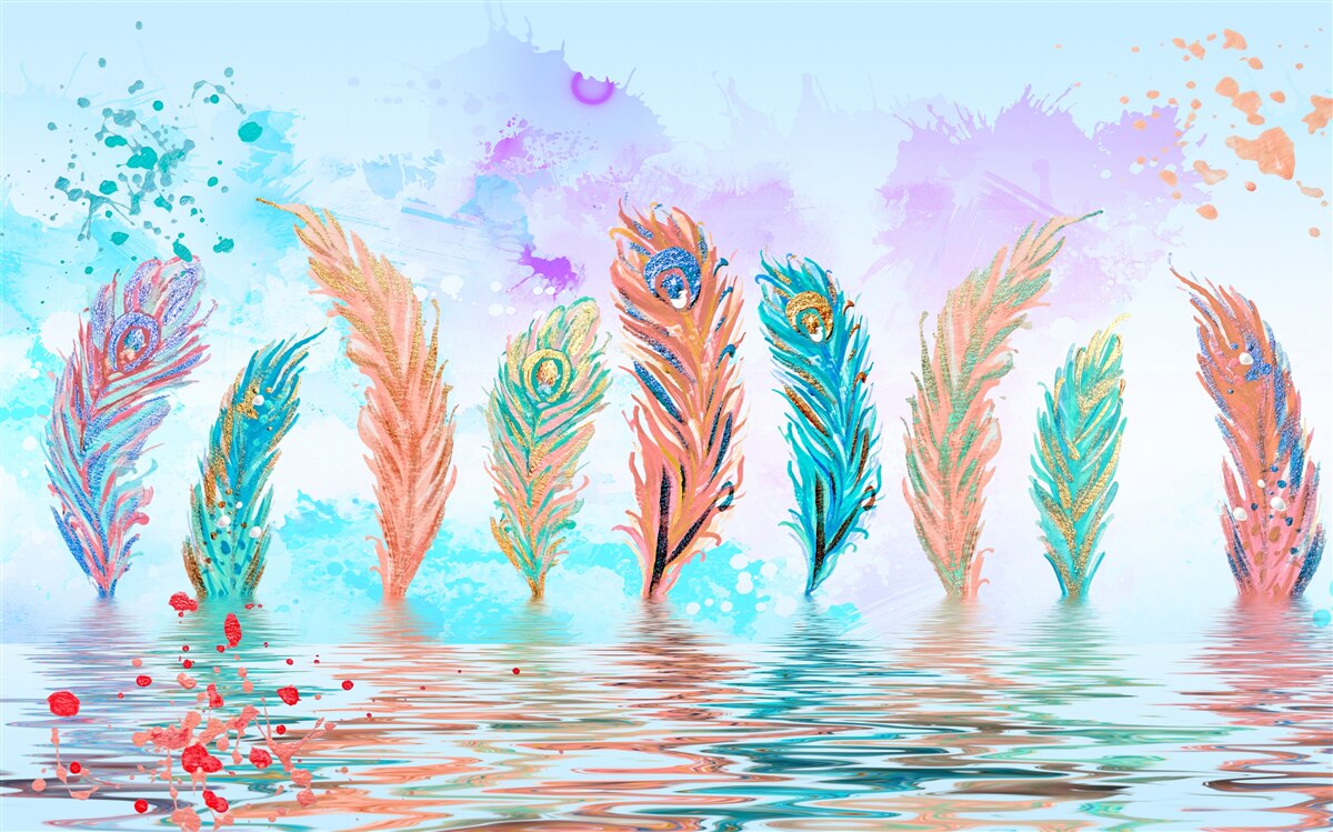 Фотошпалери пір'я, що стирчить, пронизує воду