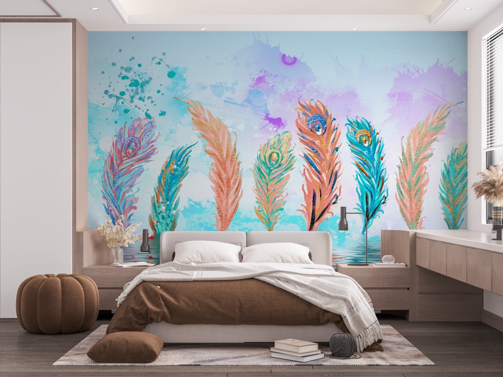 Фотошпалери пір'я, що стирчить, пронизує воду