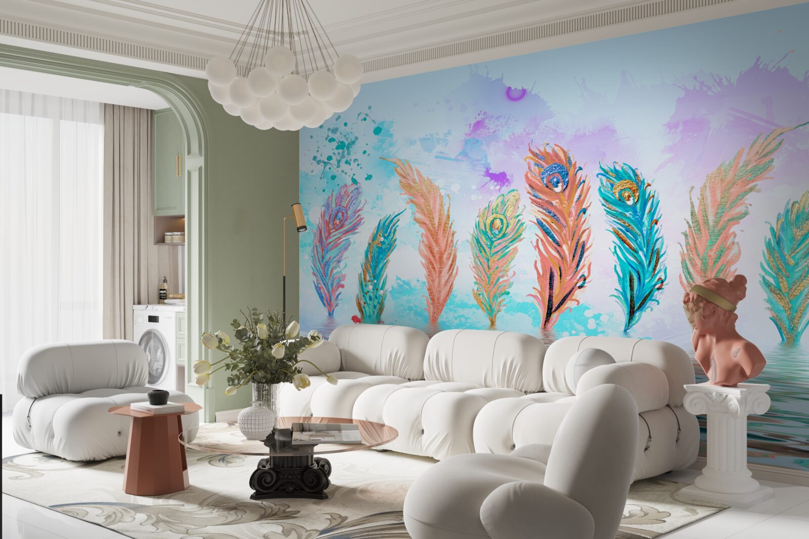 Фотошпалери пір'я, що стирчить, пронизує воду