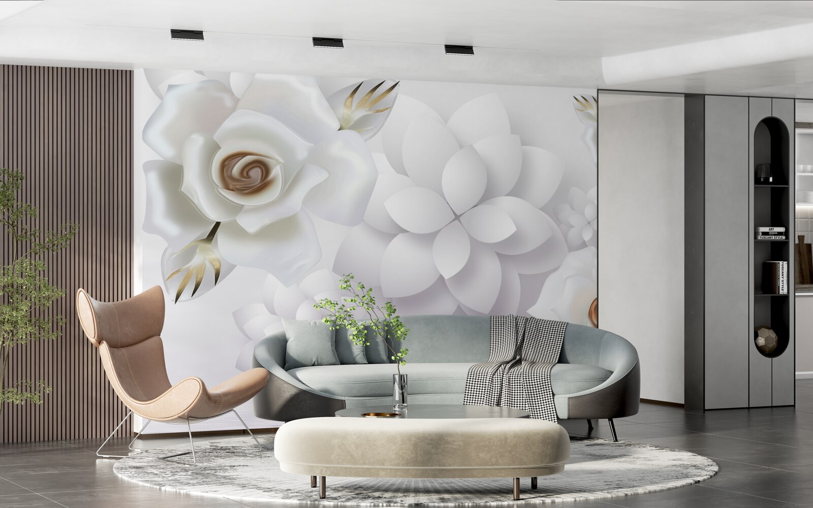 Фотошпалери композиція з білими квітами