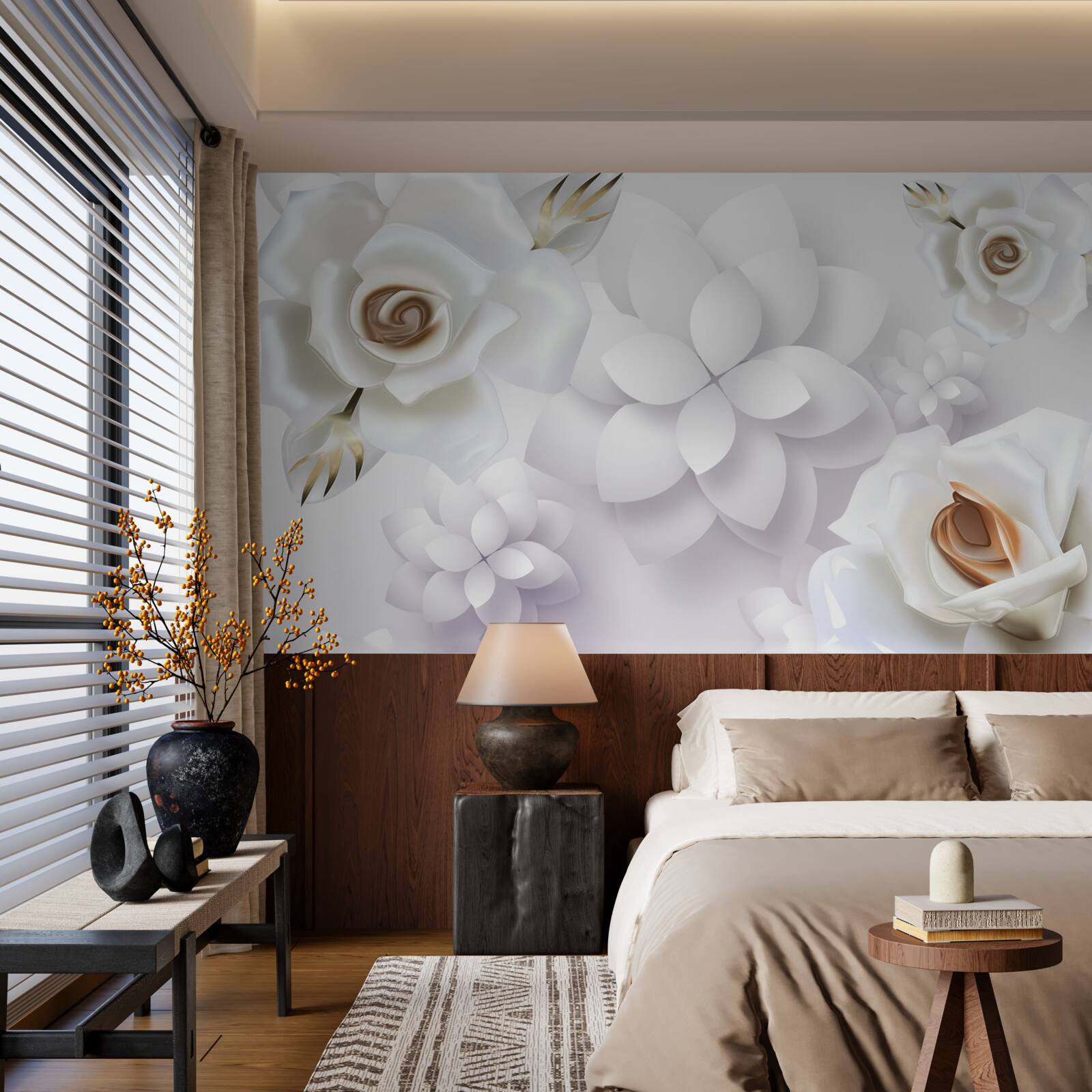 Фотошпалери композиція з білими квітами