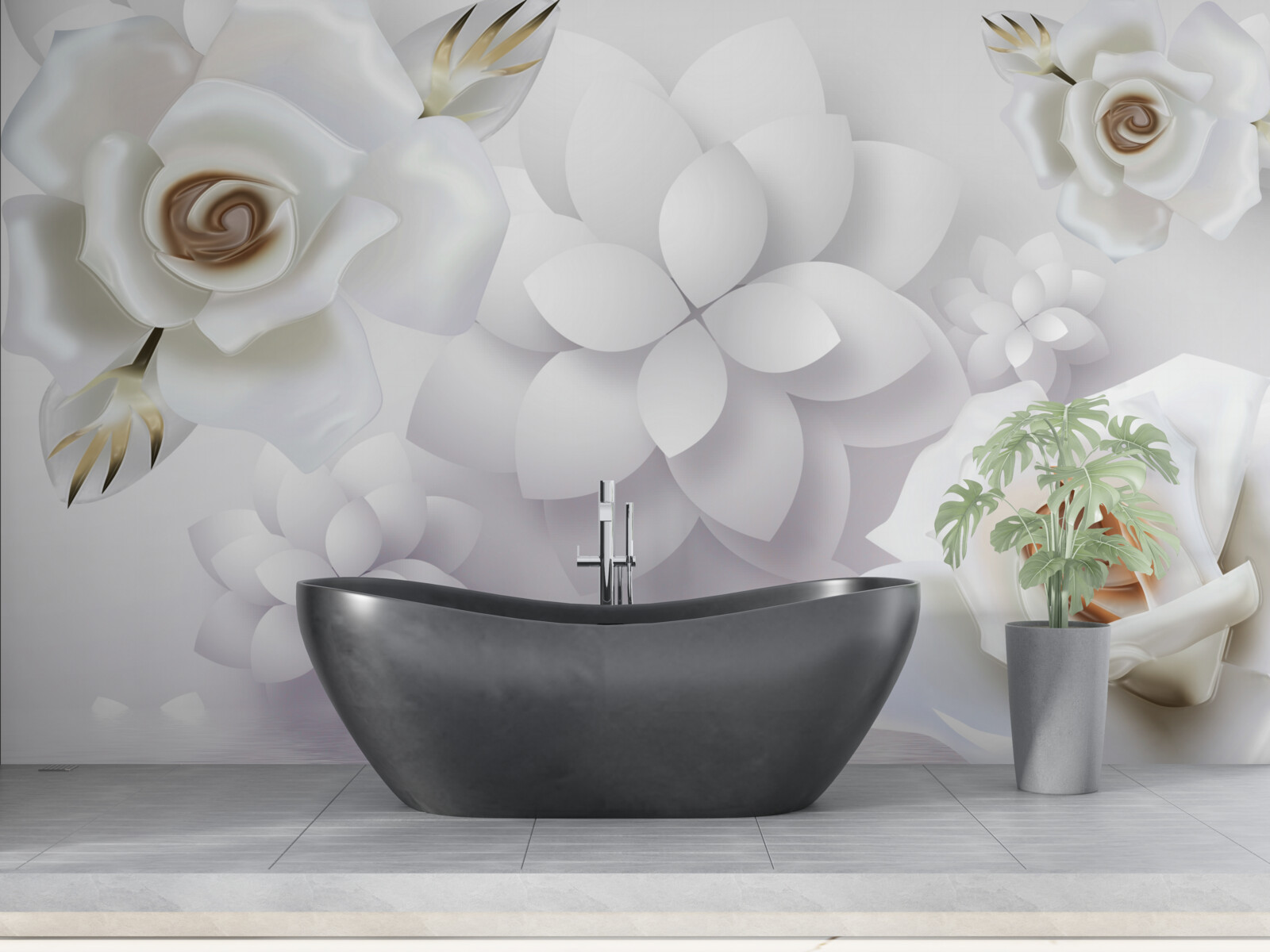 Фотошпалери композиція з білими квітами