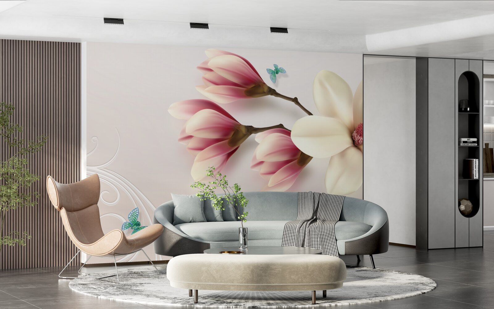 Фотошпалери біла магнолія в повному розквіті