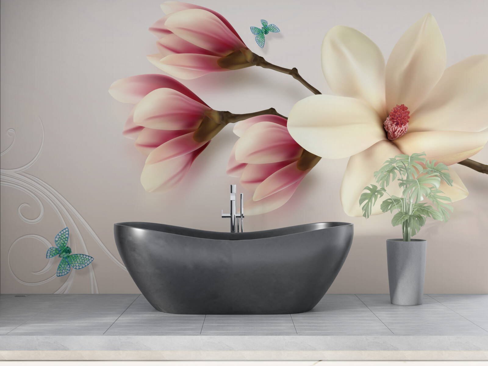 Фотошпалери біла магнолія в повному розквіті