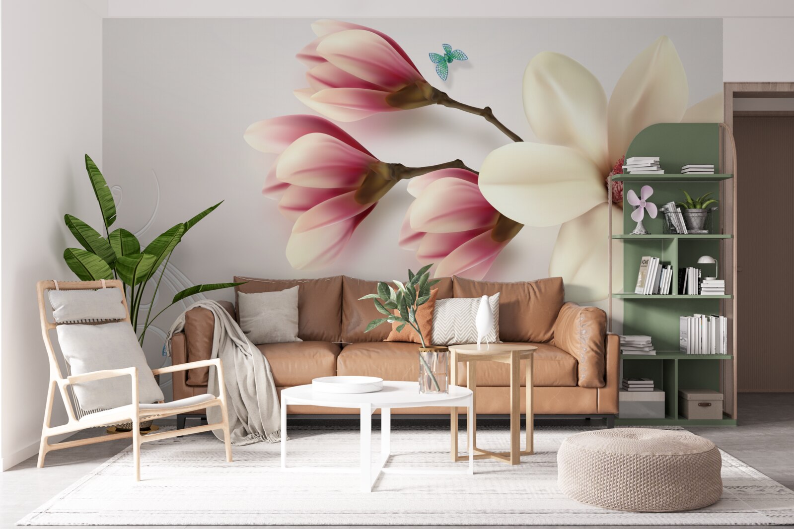 Фотошпалери біла магнолія в повному розквіті