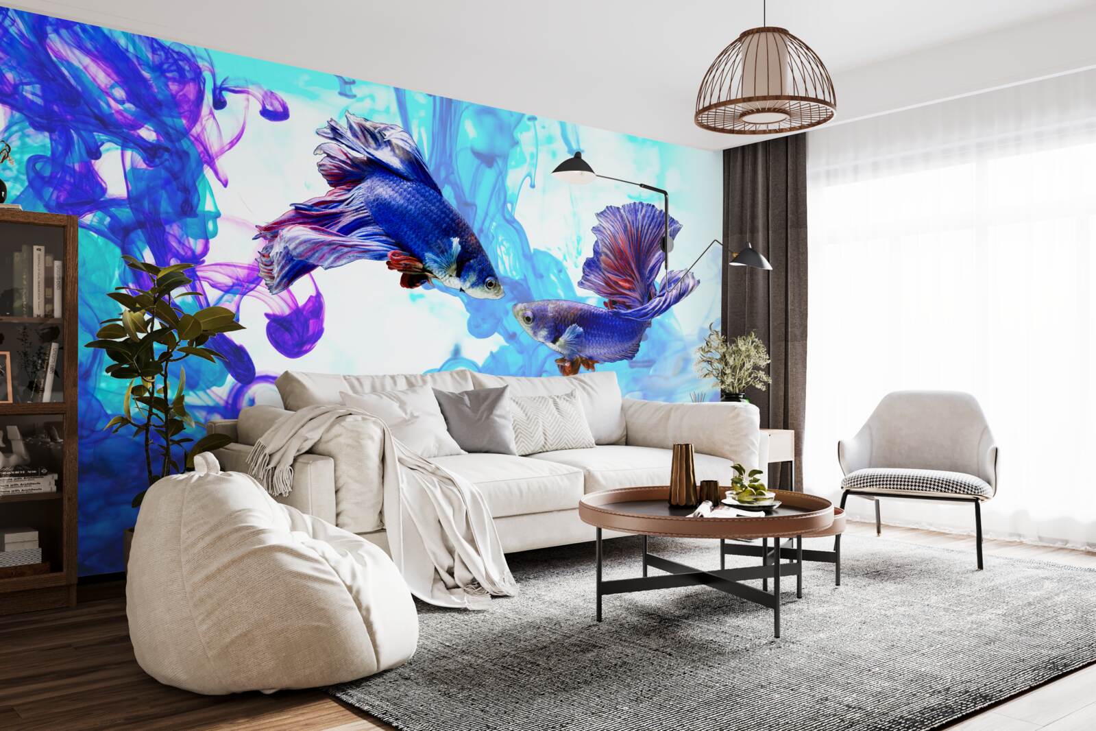 Фотошпалери водні мешканці з хвостами граються у вологій стихії