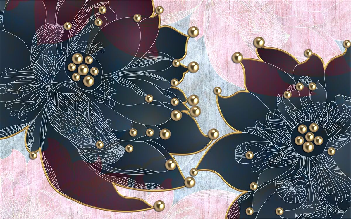 Фотошпалери нічна квітка з синьо-бордовим відтінком