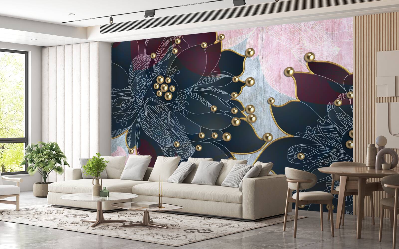 Фотошпалери нічна квітка з синьо-бордовим відтінком