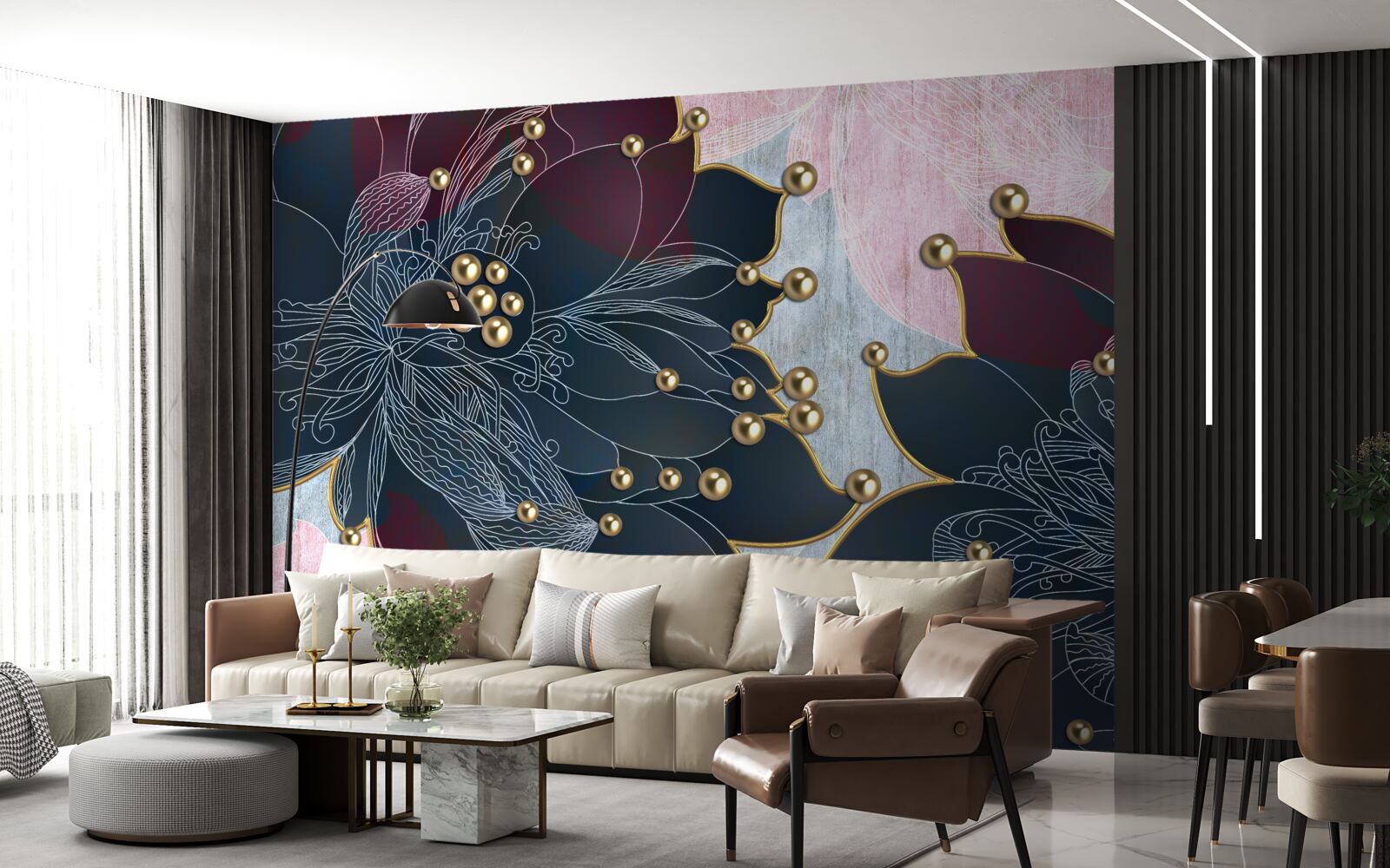 Фотошпалери нічна квітка з синьо-бордовим відтінком