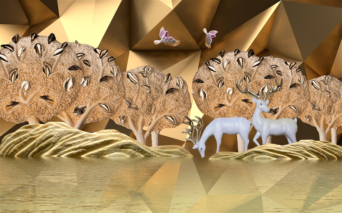 Фотошпалери коні біля лісового джерела води