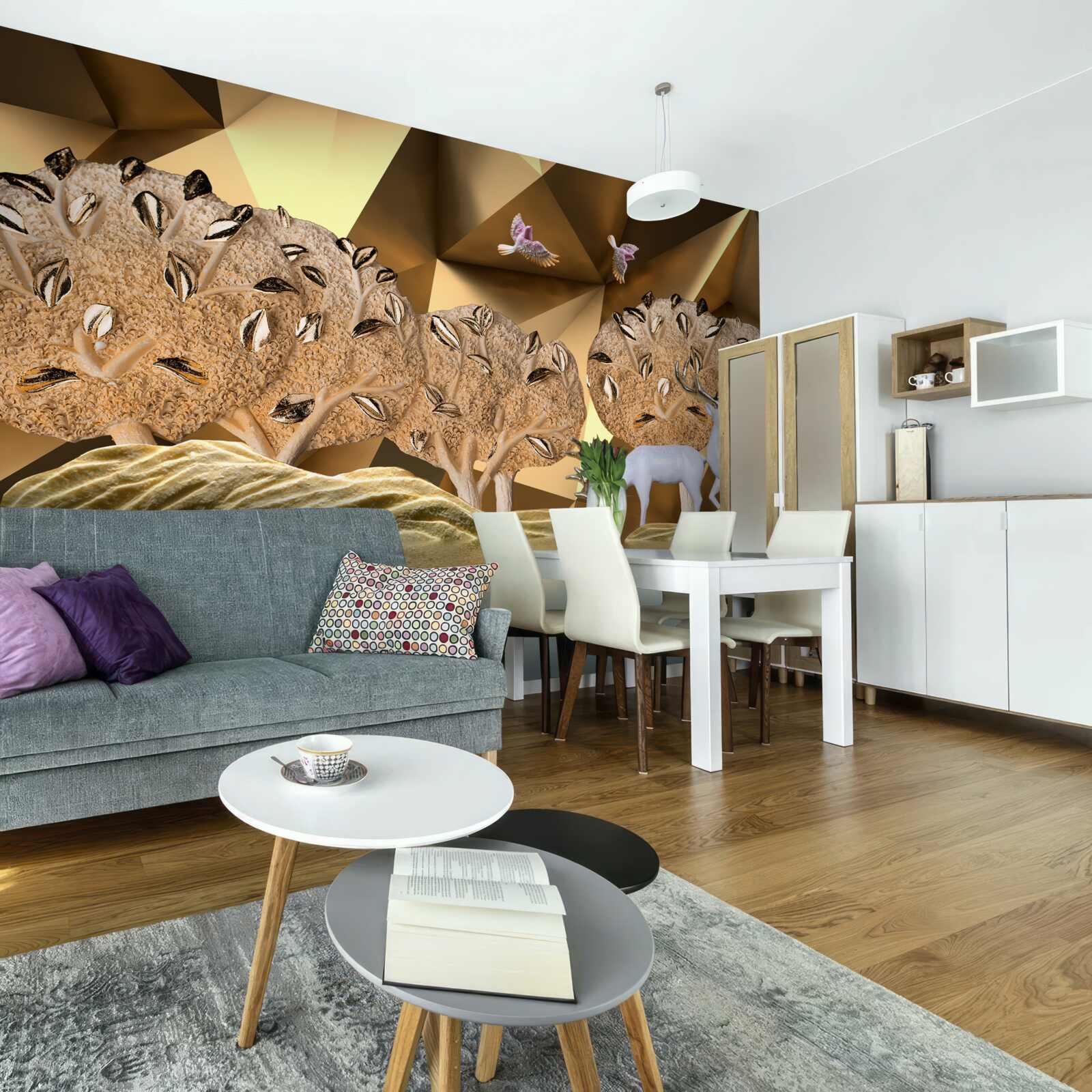 Фотошпалери коні біля лісового джерела води