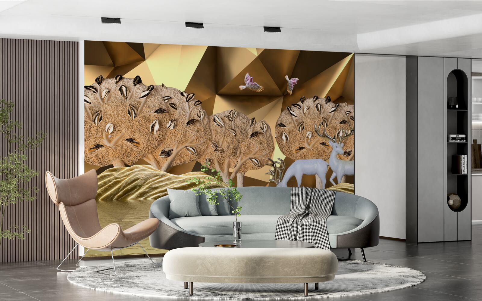 Фотошпалери коні біля лісового джерела води