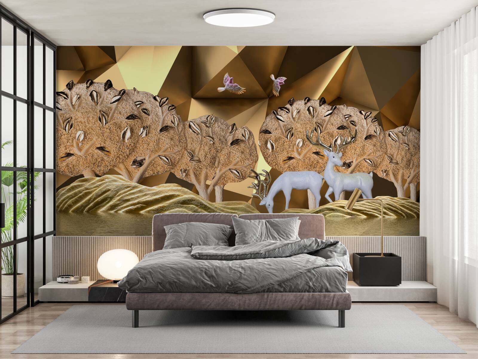 Фотошпалери коні біля лісового джерела води