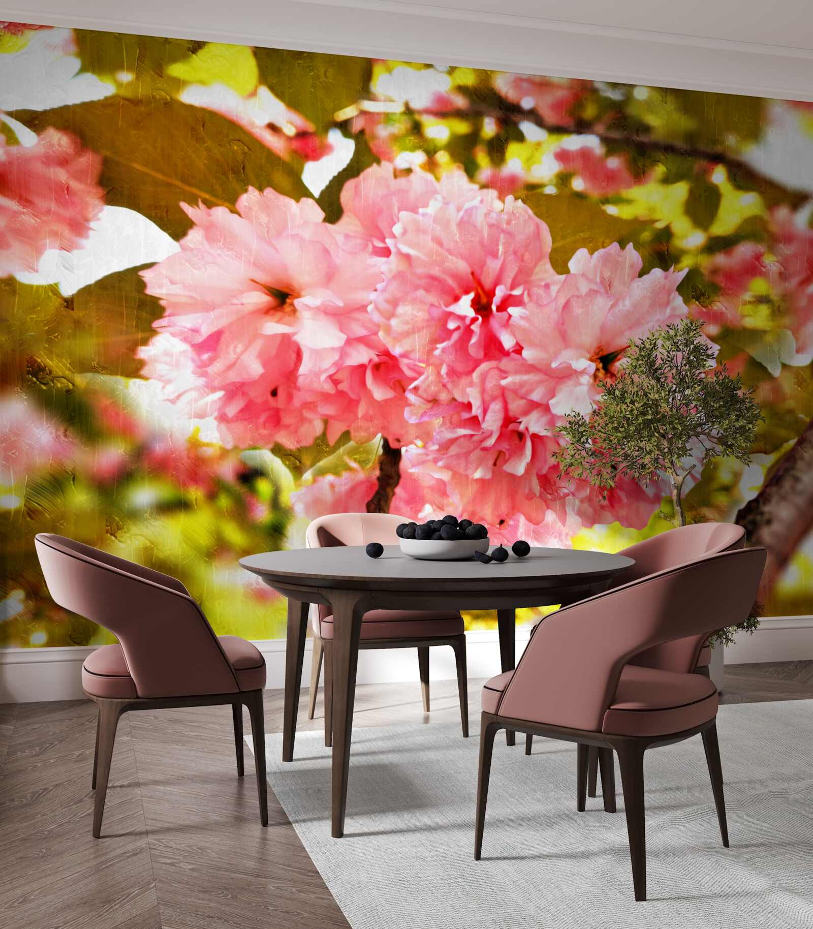 Фотошпалери Сакура канзан у повному розквіті