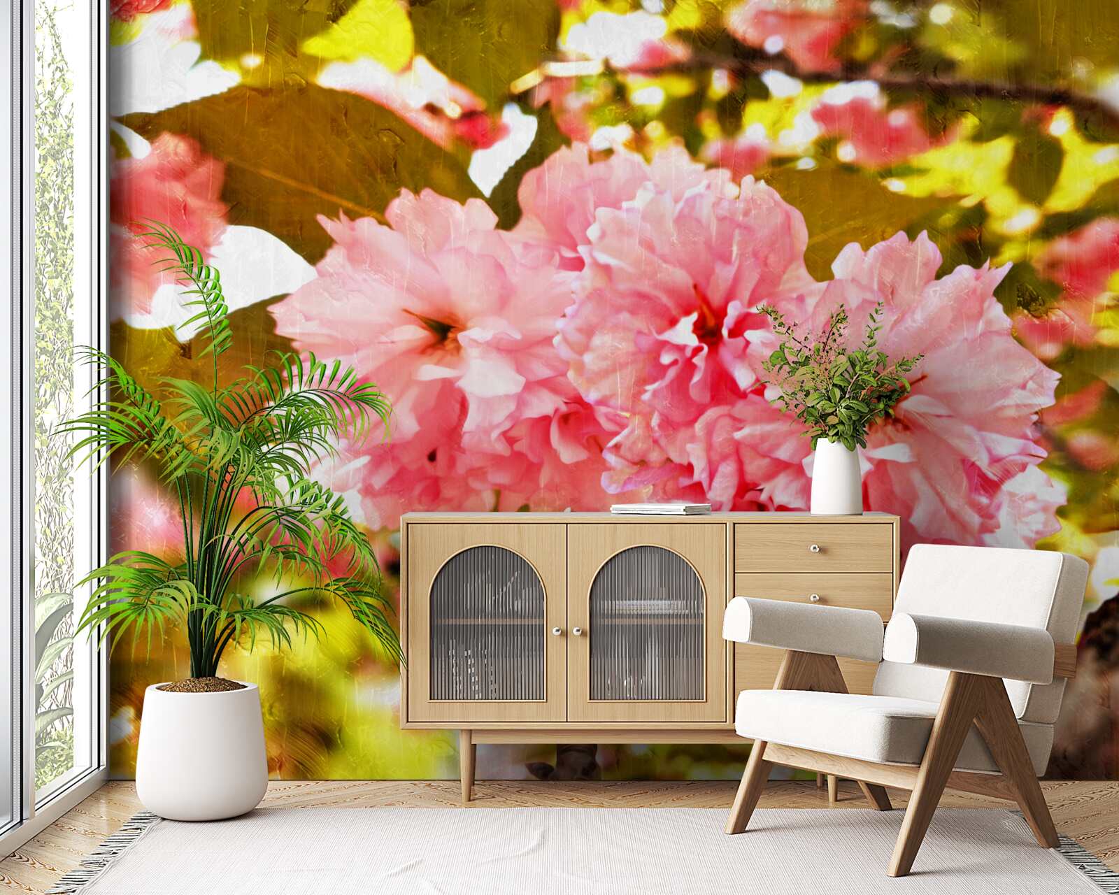 Фотошпалери Сакура канзан у повному розквіті