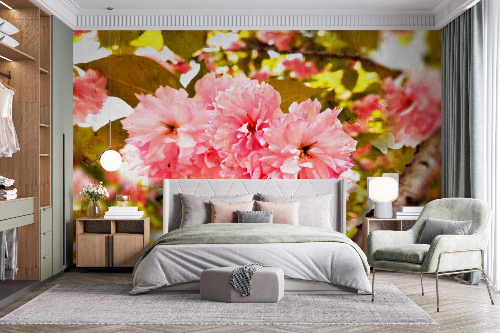 Фотошпалери Сакура канзан у повному розквіті