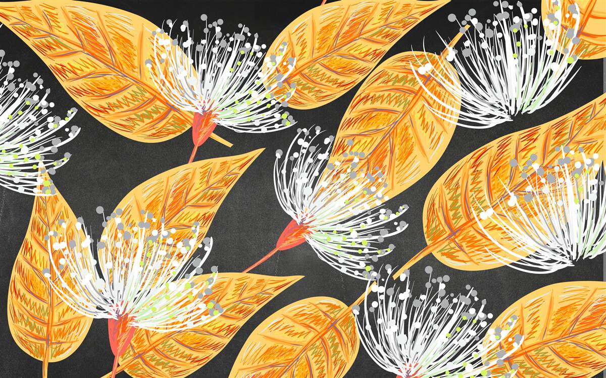 Фотошпалери осіннє листя з кульбабами