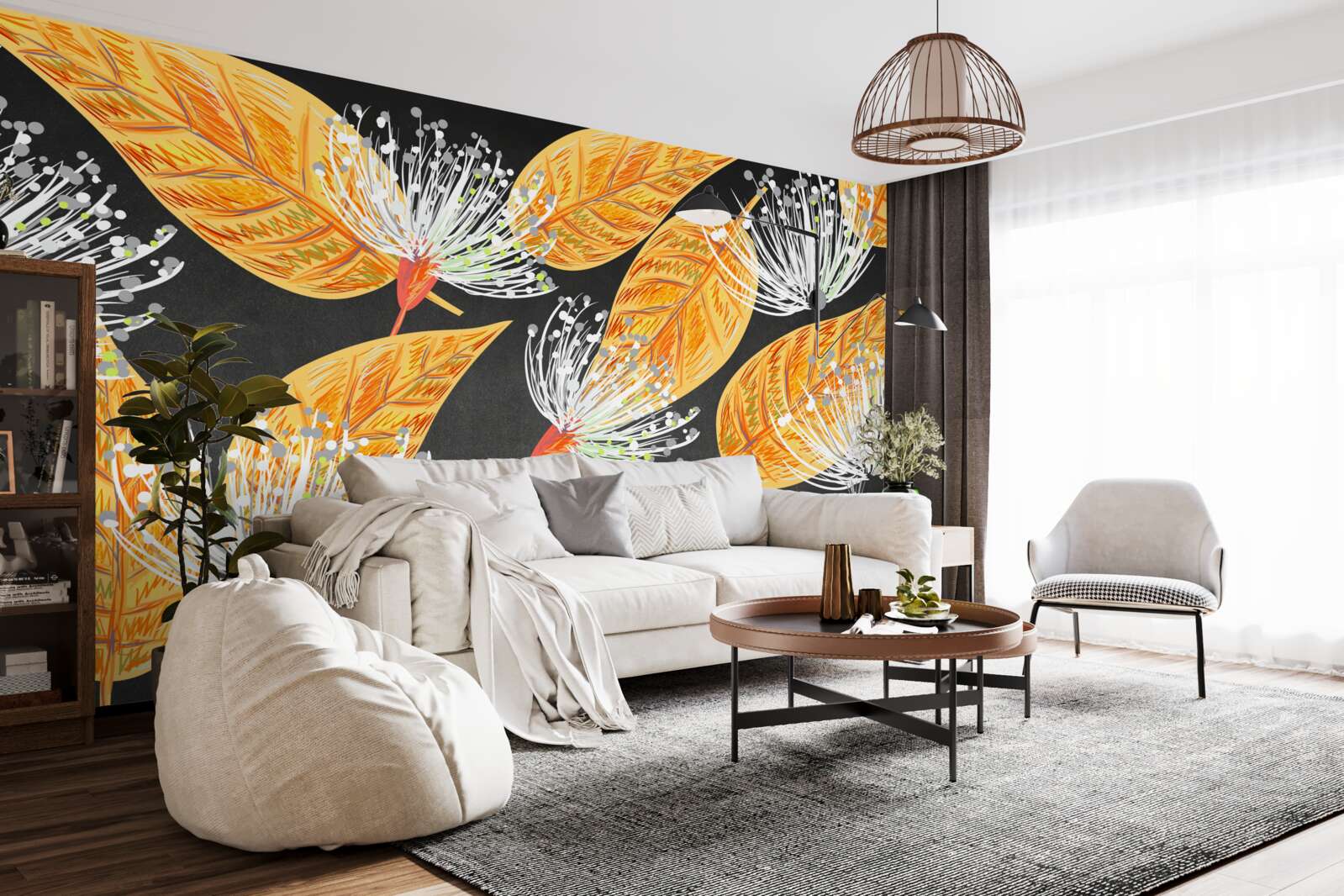 Фотошпалери осіннє листя з кульбабами