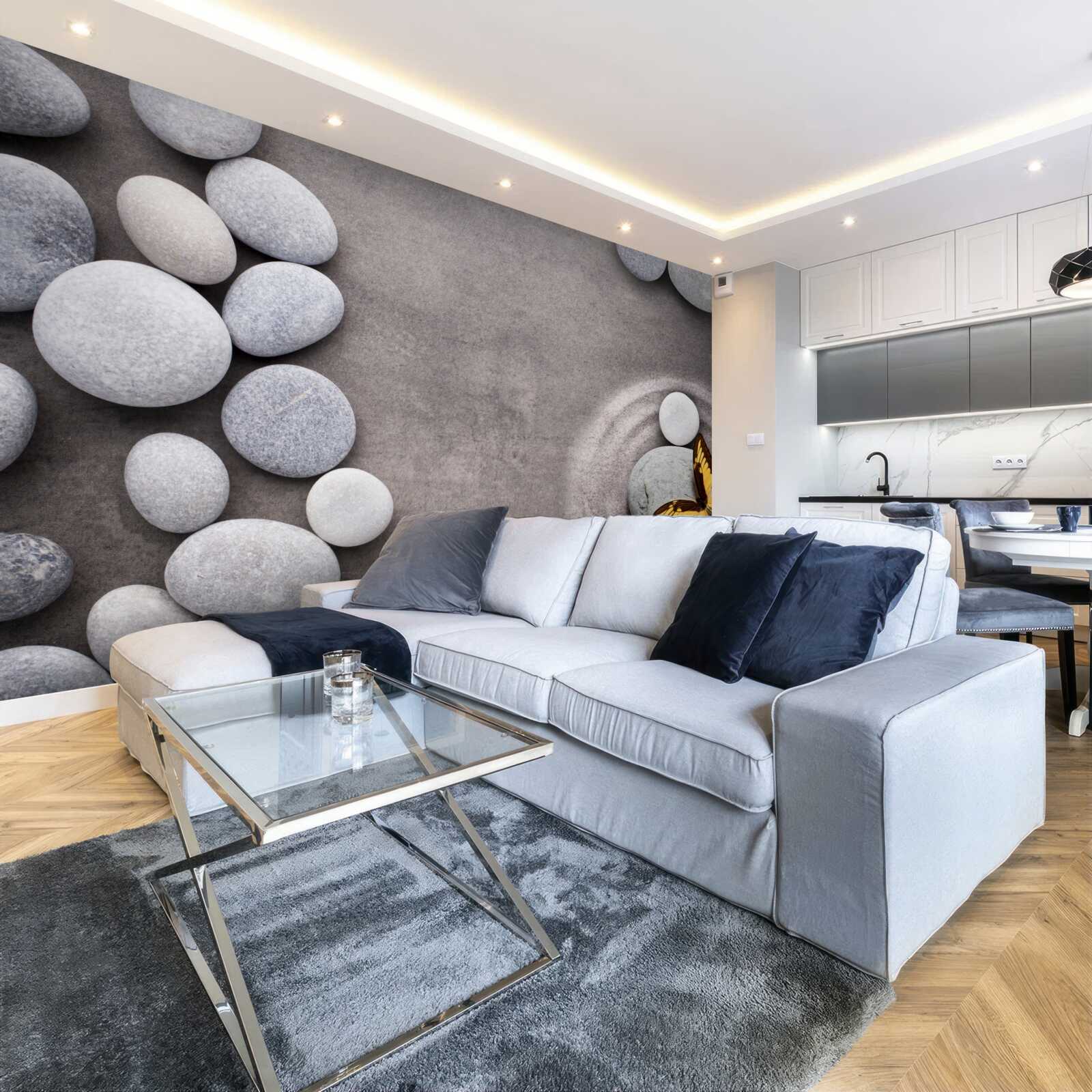 Фотошпалери метелик сидить на камені біля ставка