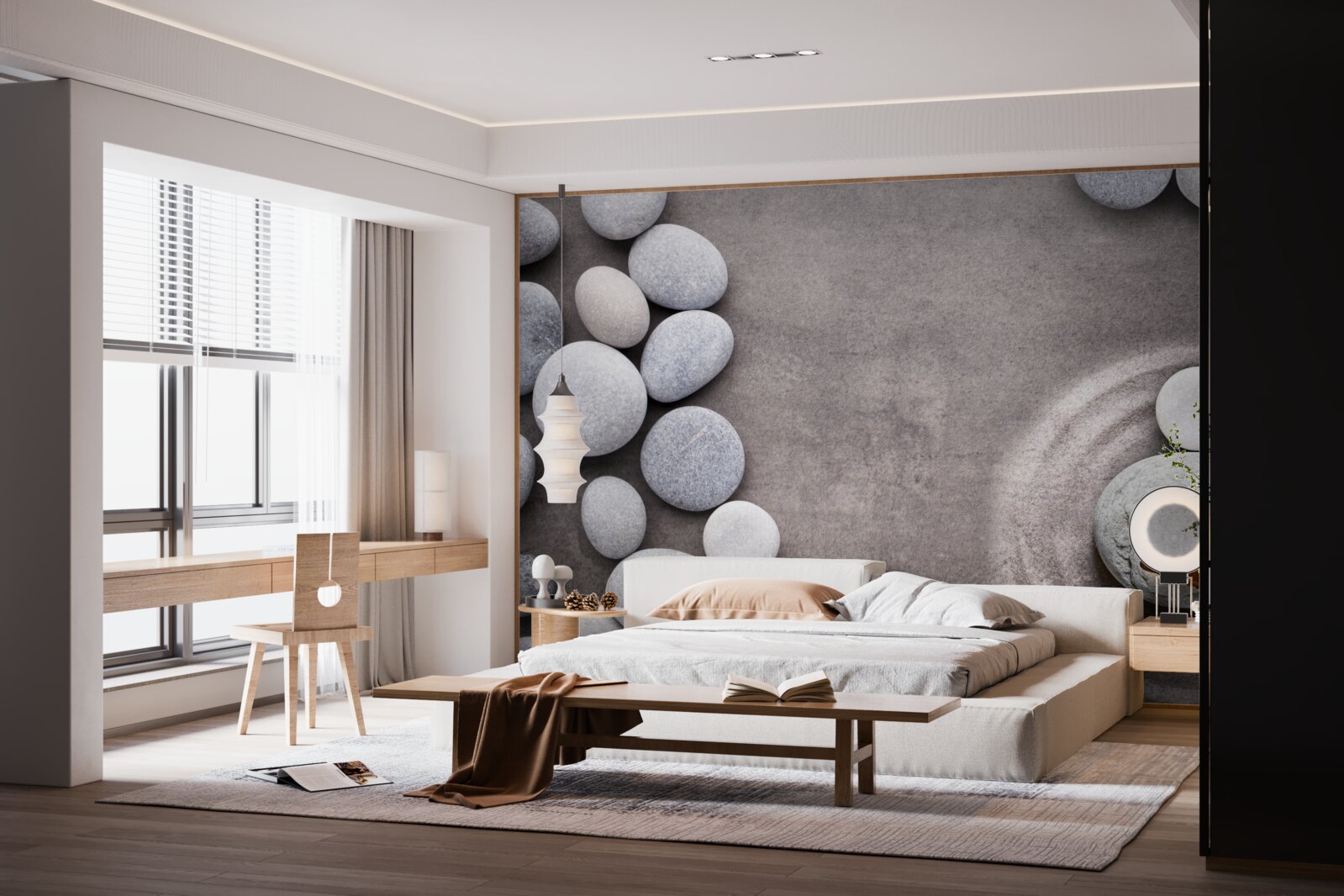 Фотошпалери метелик сидить на камені біля ставка