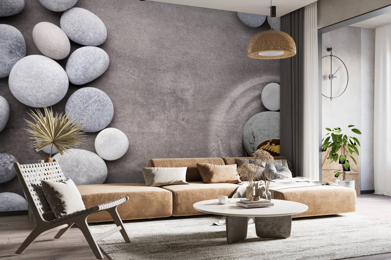 Фотошпалери метелик сидить на камені біля ставка