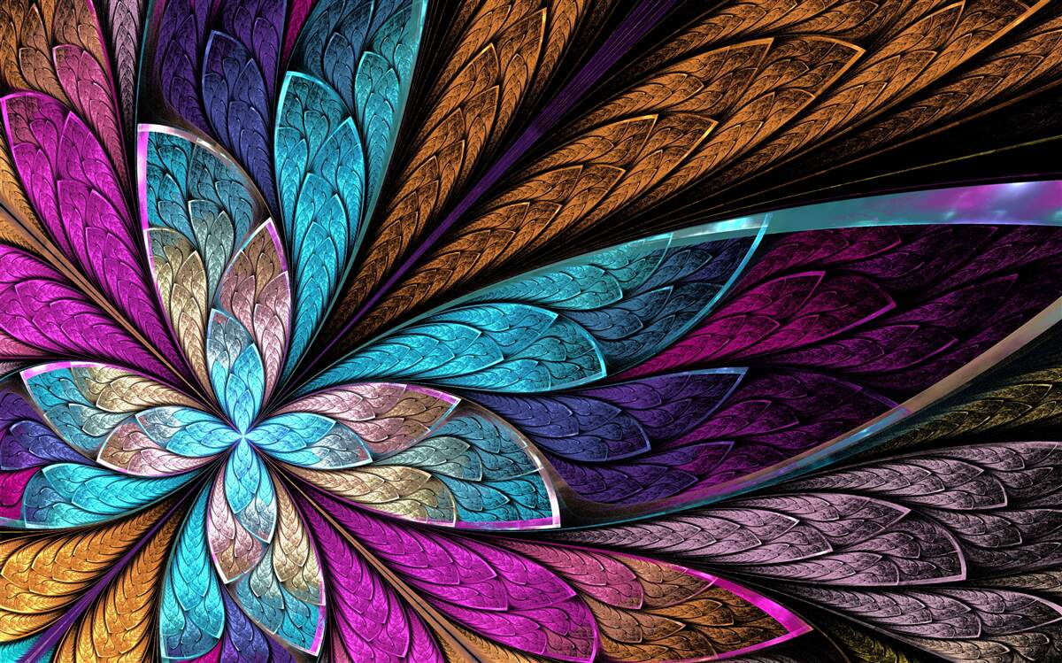 Фотошпалери мозаїка з пелюсток квітів, що створює ефект вітража