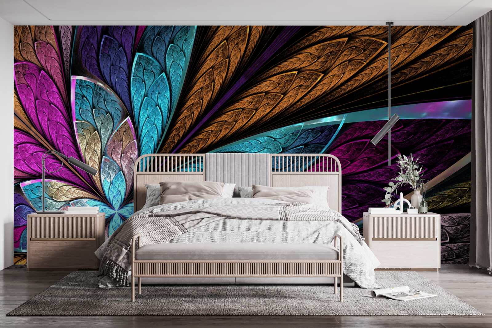 Фотошпалери мозаїка з пелюсток квітів, що створює ефект вітража