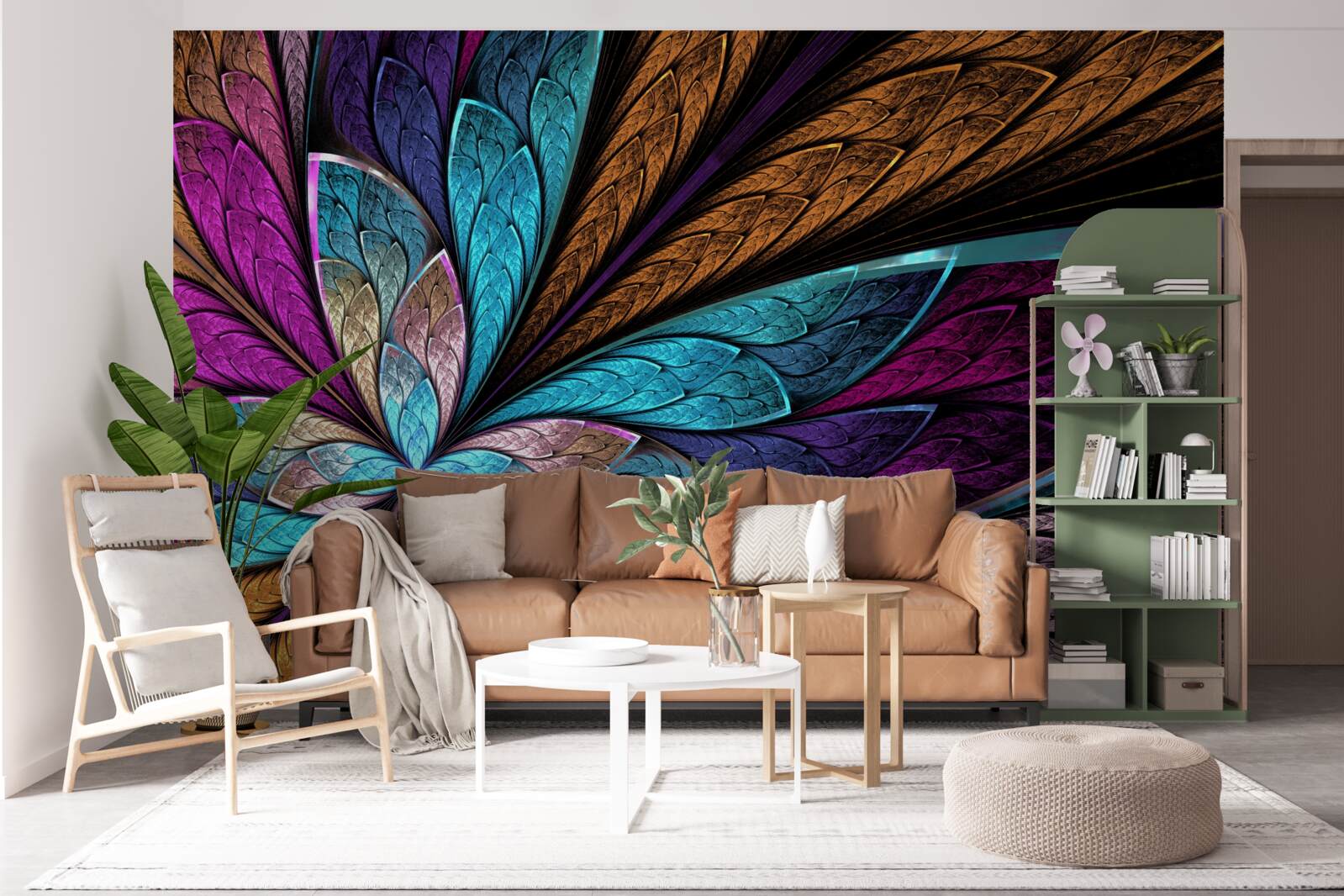 Фотошпалери мозаїка з пелюсток квітів, що створює ефект вітража