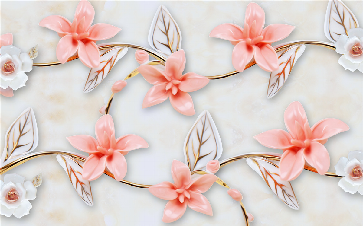 Фотошпалери рожеві магнолії на гілках