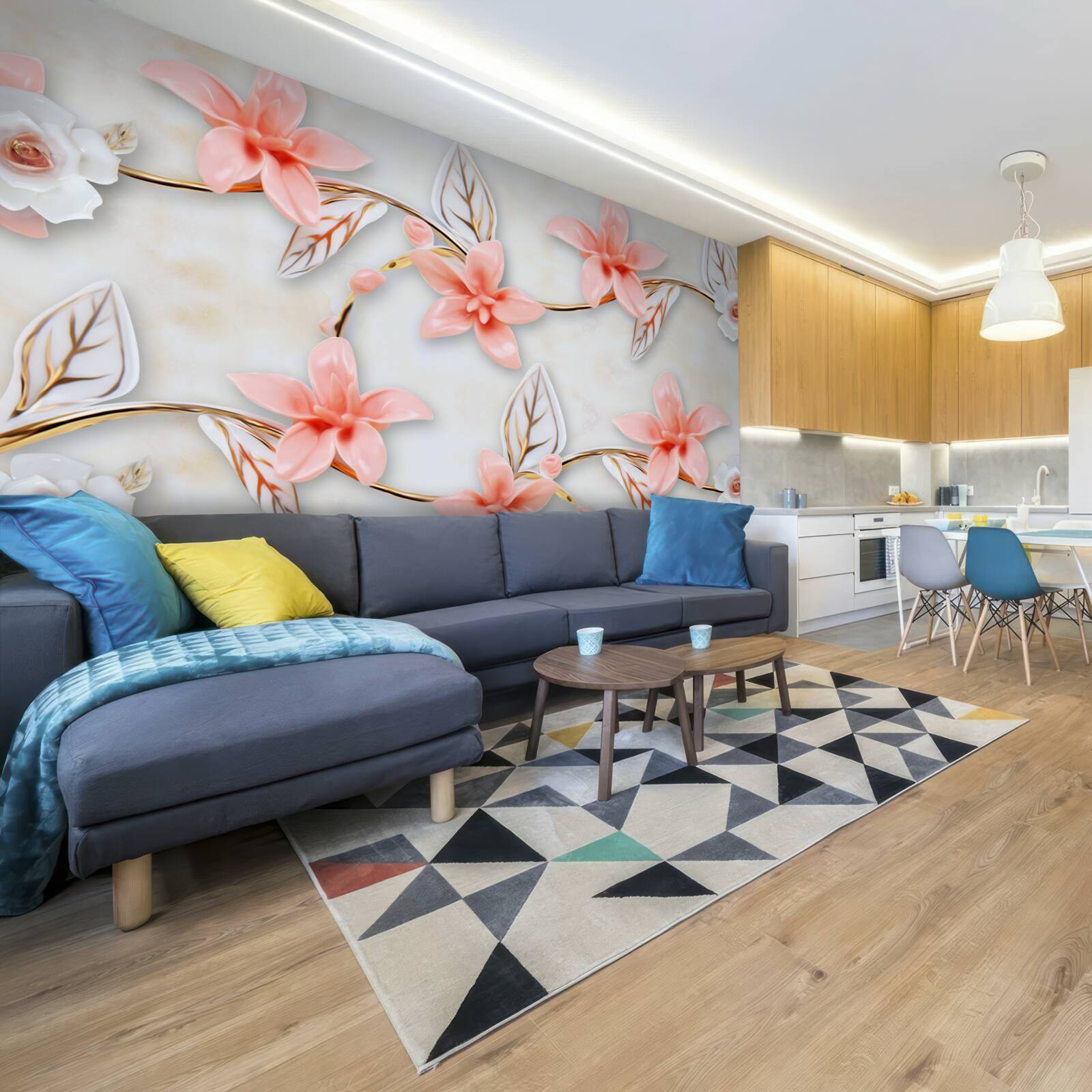 Фотошпалери рожеві магнолії на гілках