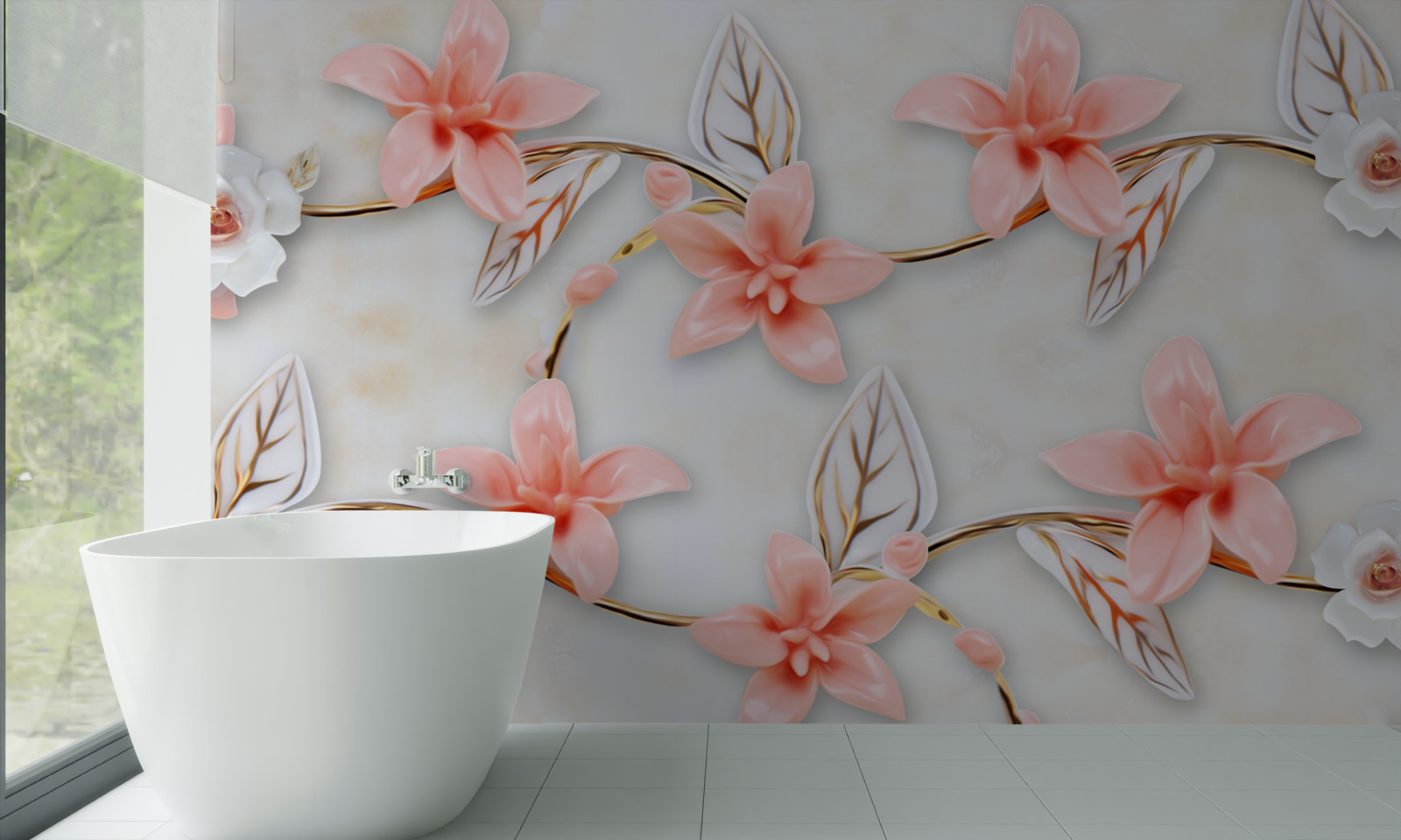 Фотошпалери рожеві магнолії на гілках