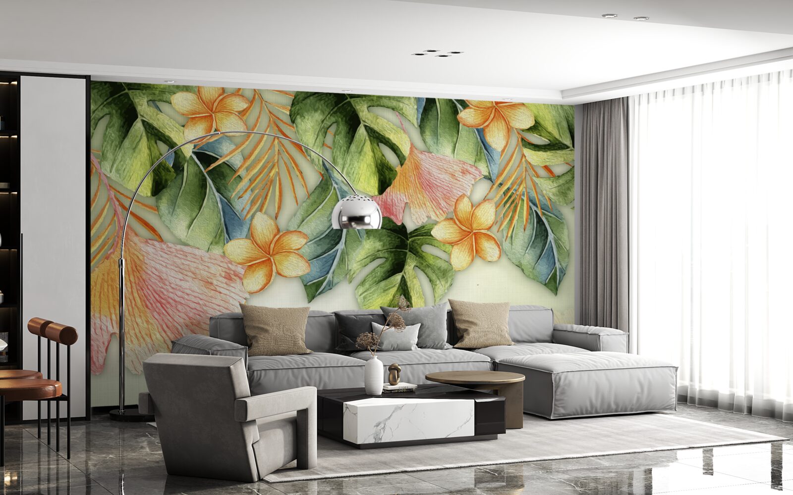 Фотошпалери барвисте листя з тропіків