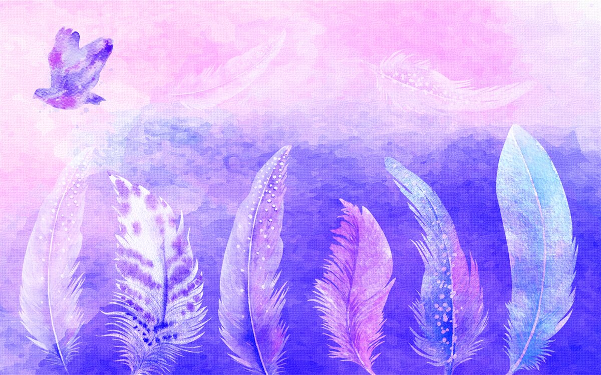 Фотошпалери птах, що летить над пір'ям