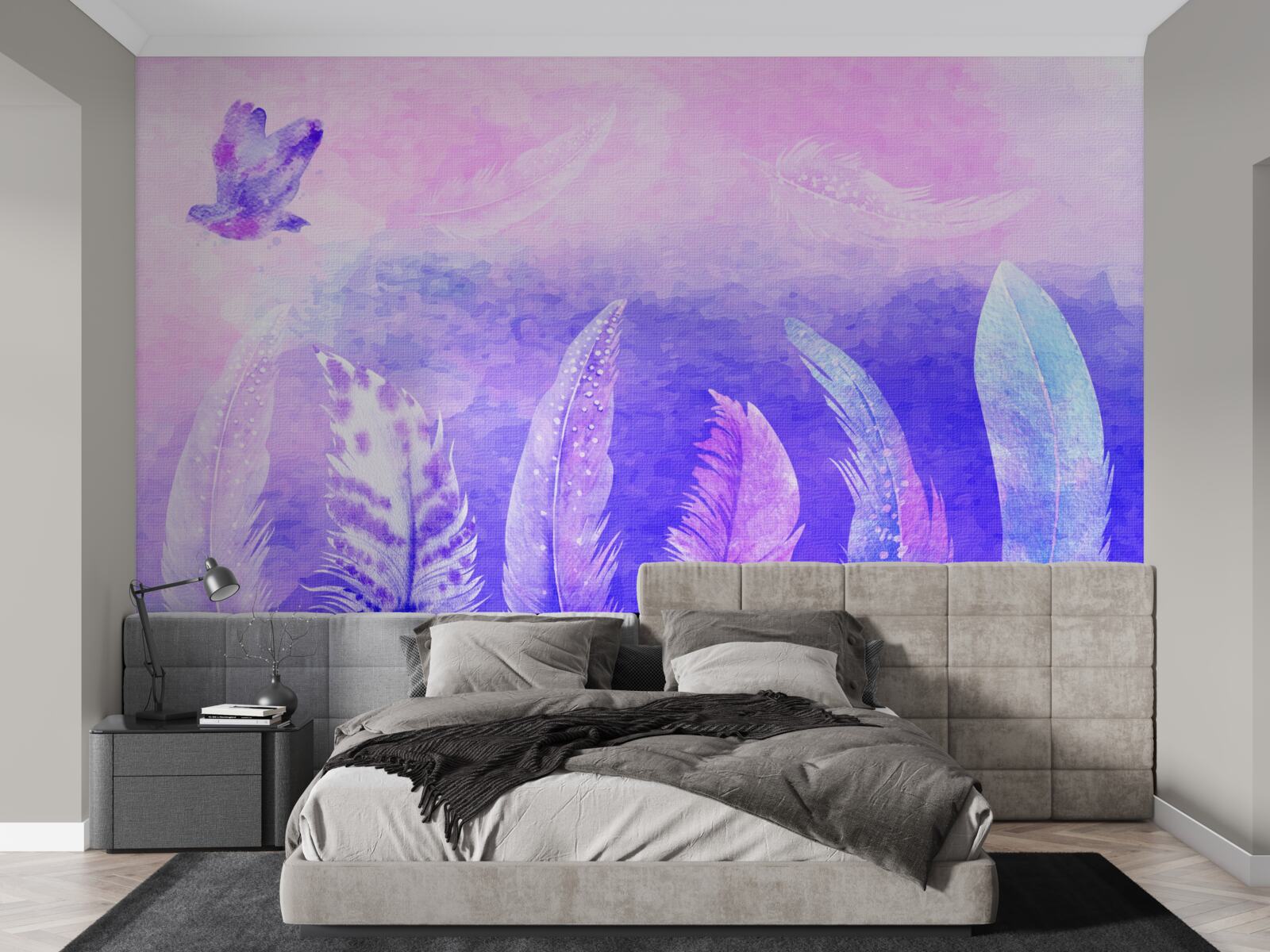 Фотошпалери птах, що летить над пір'ям