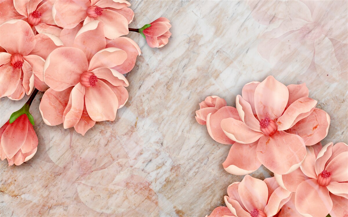 Фотошпалери магнолії з рожевими квітами