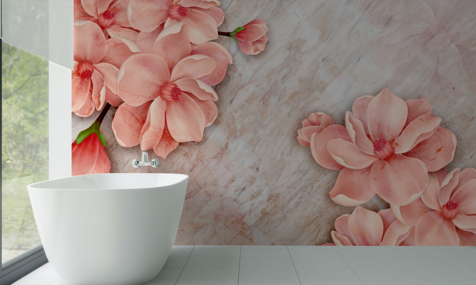 Фотошпалери магнолії з рожевими квітами
