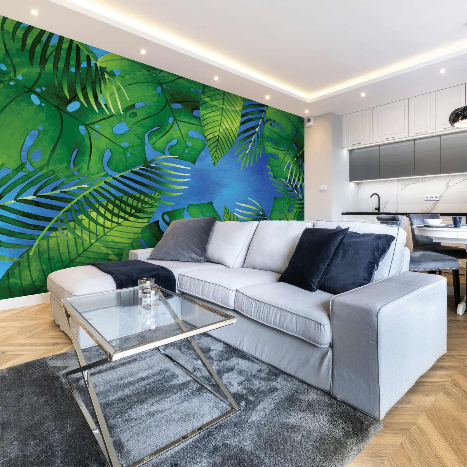 Фотошпалери тропічне листя відкривається до блакитного неба