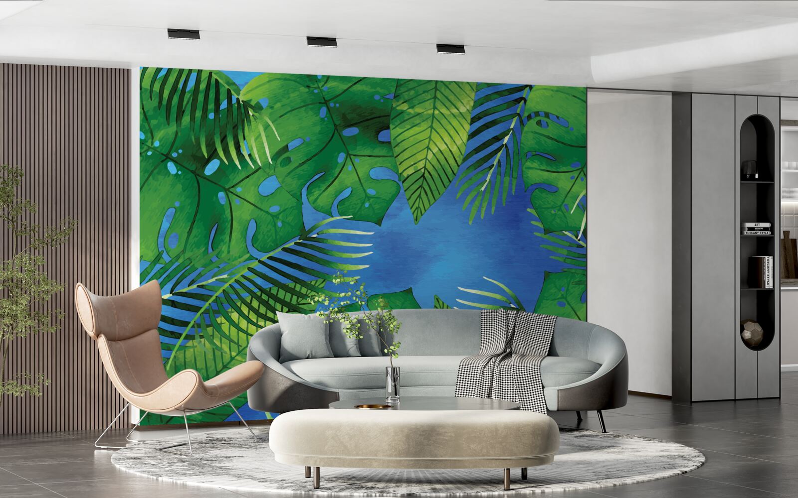 Фотошпалери тропічне листя відкривається до блакитного неба