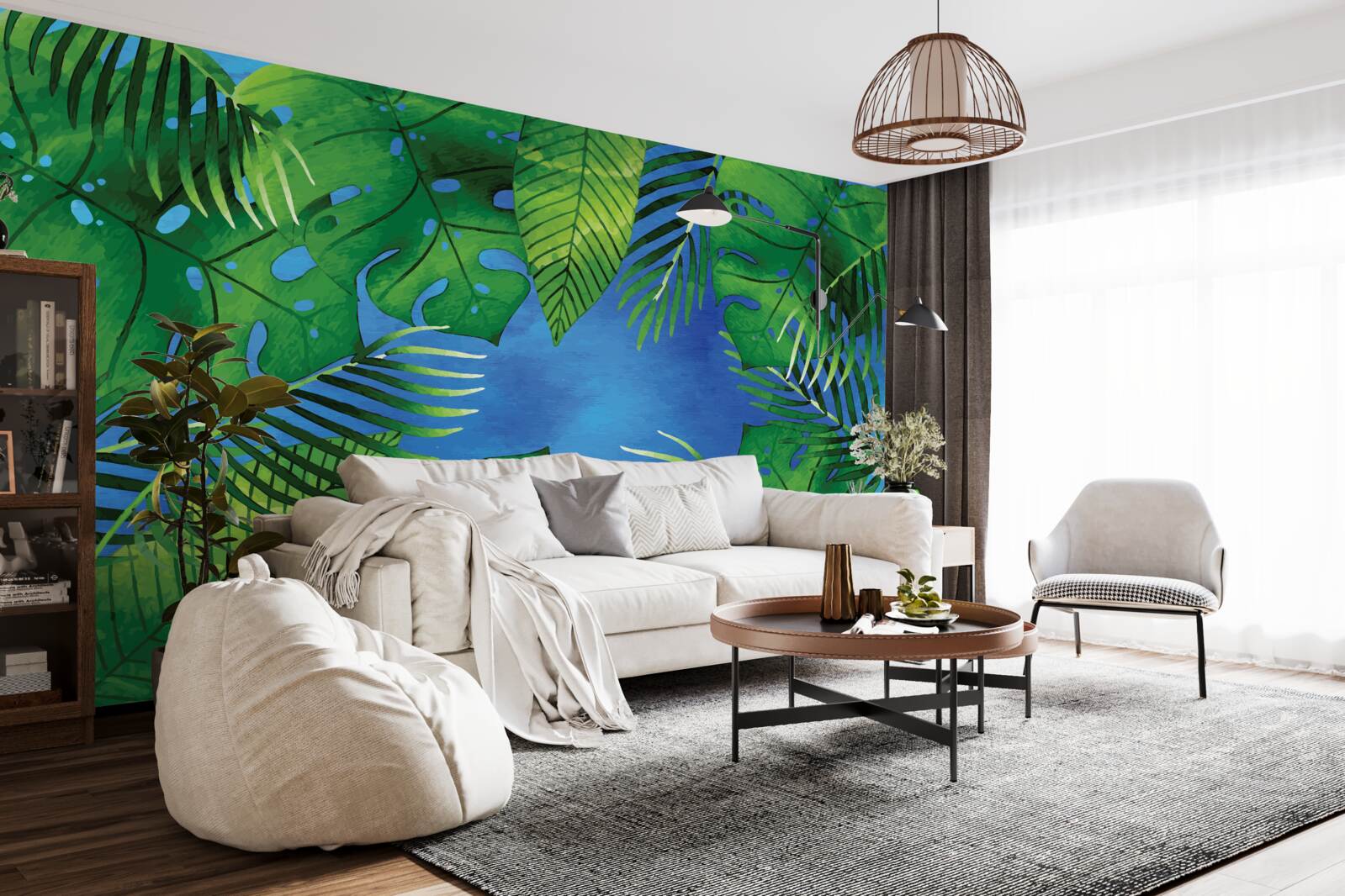 Фотошпалери тропічне листя відкривається до блакитного неба