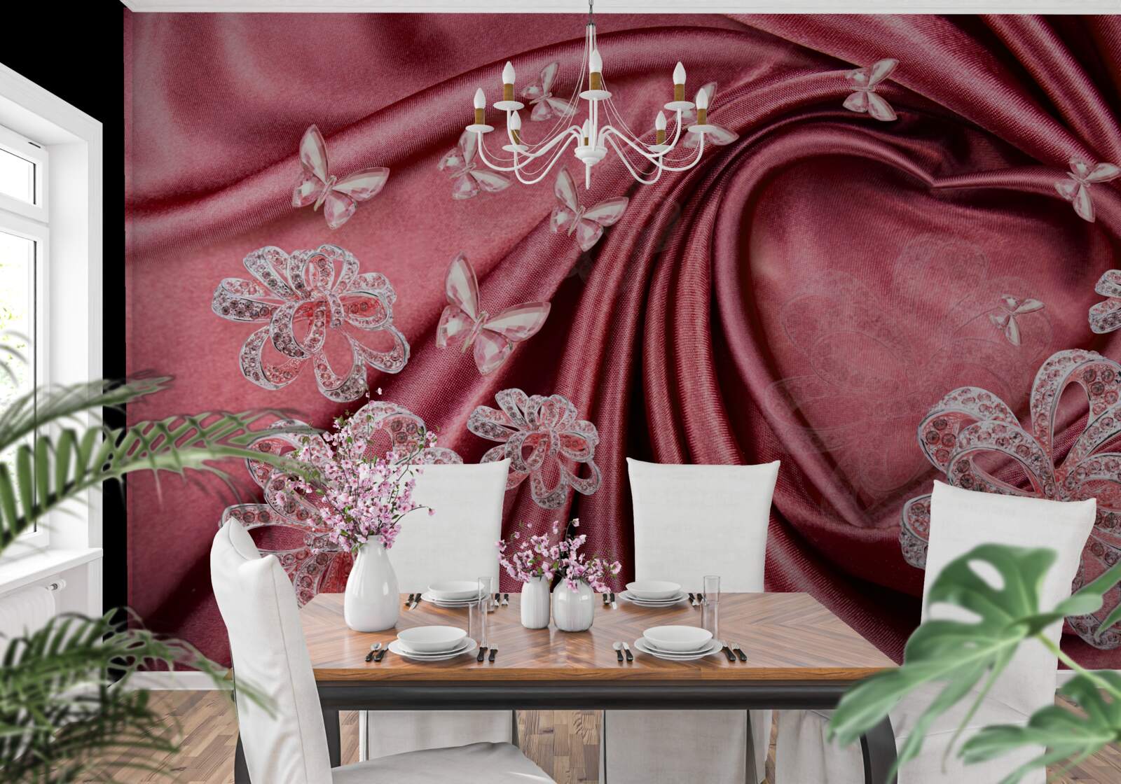 Фотошпалери квіткові прикраси на шовку